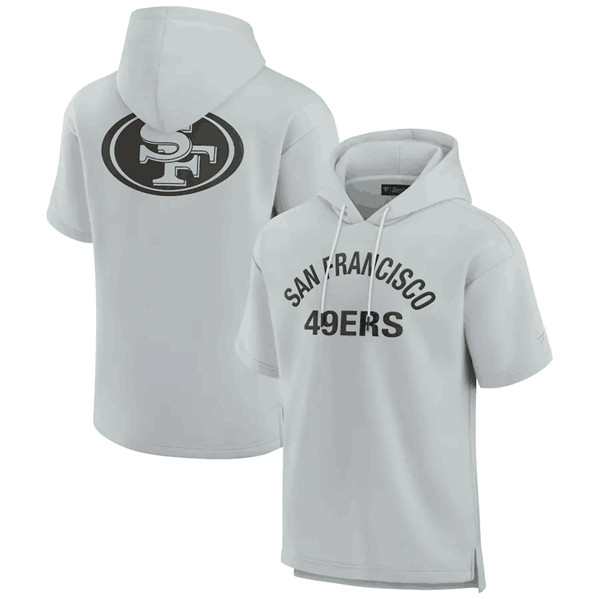Men's San Francisco 49ers Gray Super Soft Fleece Short Sleeve Hoodie